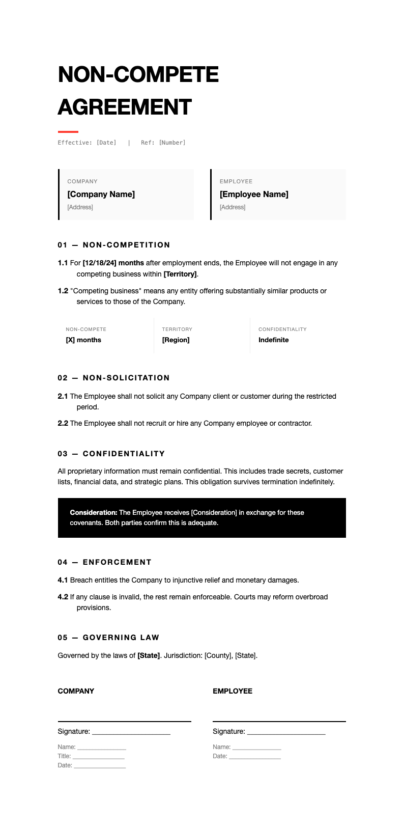 Modern Minimal Non Compete Agreement
